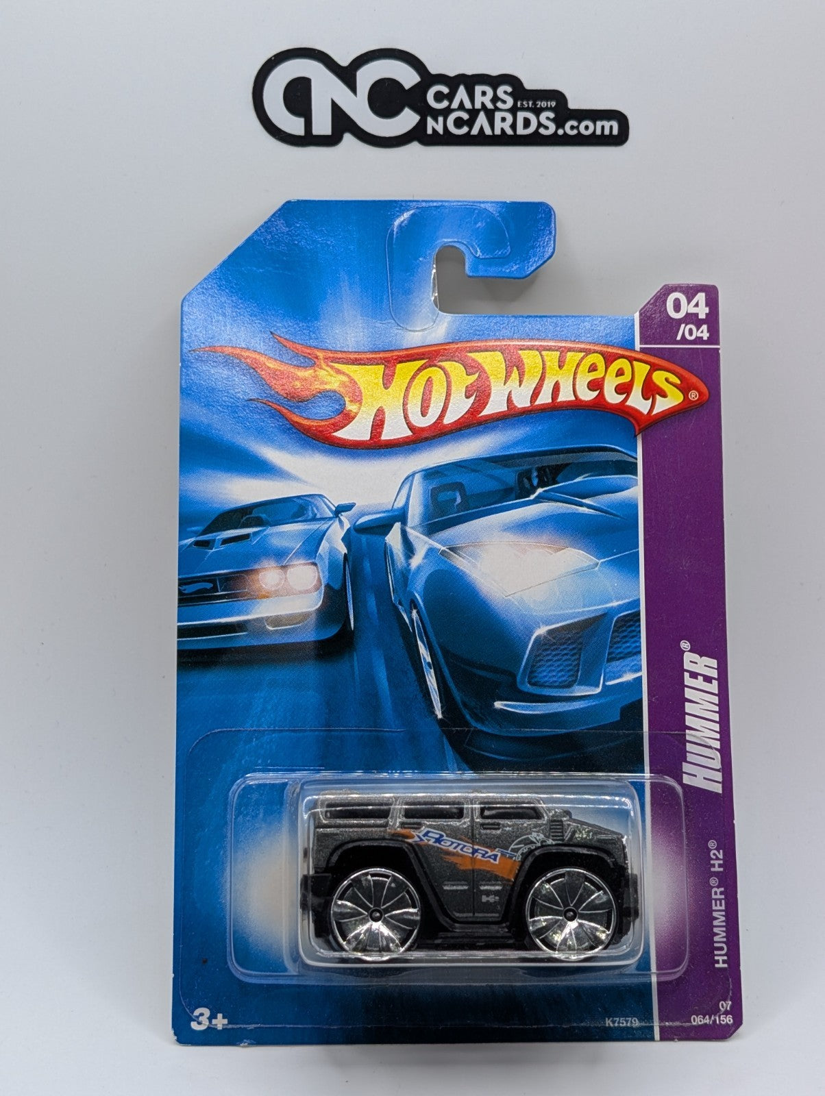 2007 Hot Wheels Hummer 4/4 Hummer H2 Silver 64/156 (Card Crease)