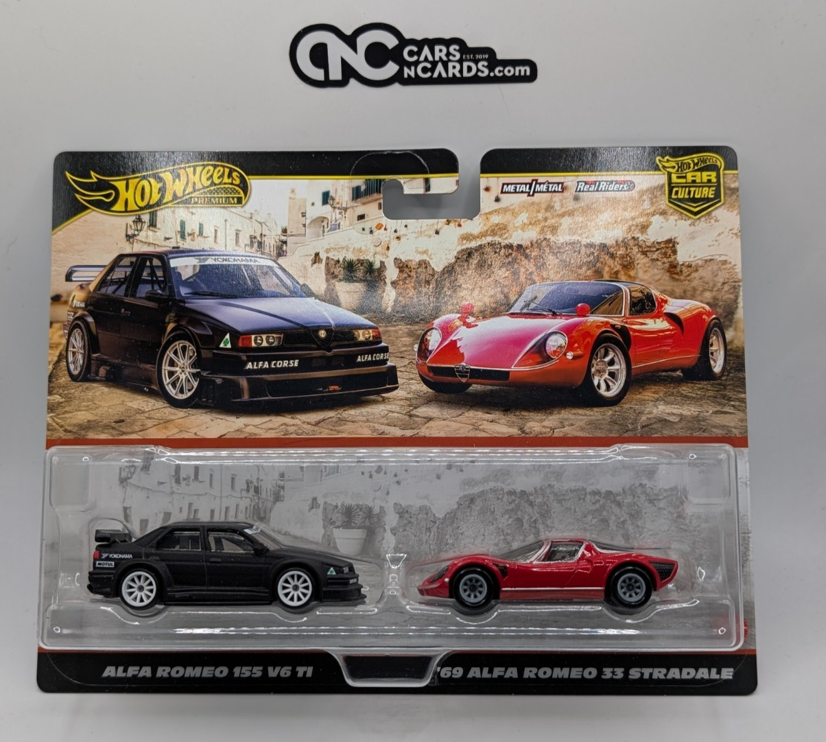 2025 Hot Wheels Premium Car Culture 2 Pack Alfa Romeo 155 V6 TI & 33 Stradale