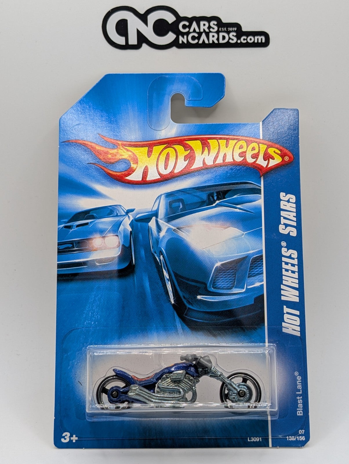 2007 Hot Wheels All Stars Blast Lane Blue Chopper 138/156