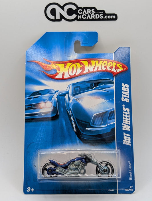 2007 Hot Wheels All Stars Blast Lane Blue Chopper 138/156