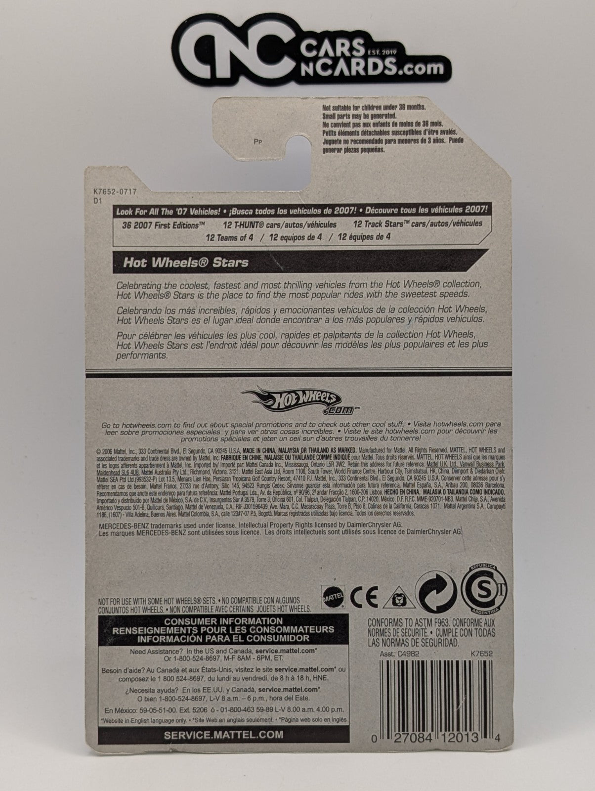 2007 Hot Wheels All Stars AMG Mercedes CLK DTM Silver 101/156 (Card Damage)