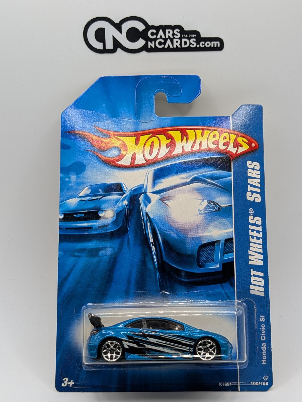 2007 Hot Wheels All Stars Honda Civic Si Blue 100/156 (Card Crease)