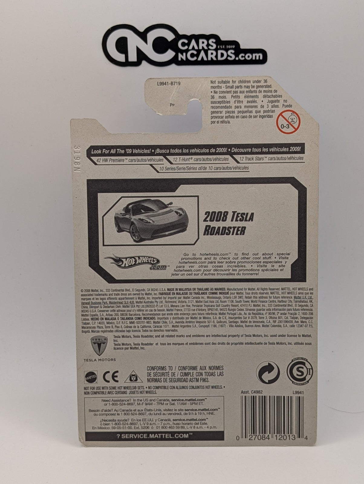 2008 Hot Wheels First Editions 26/40 2008 Tesla Roadster Silver 26/172