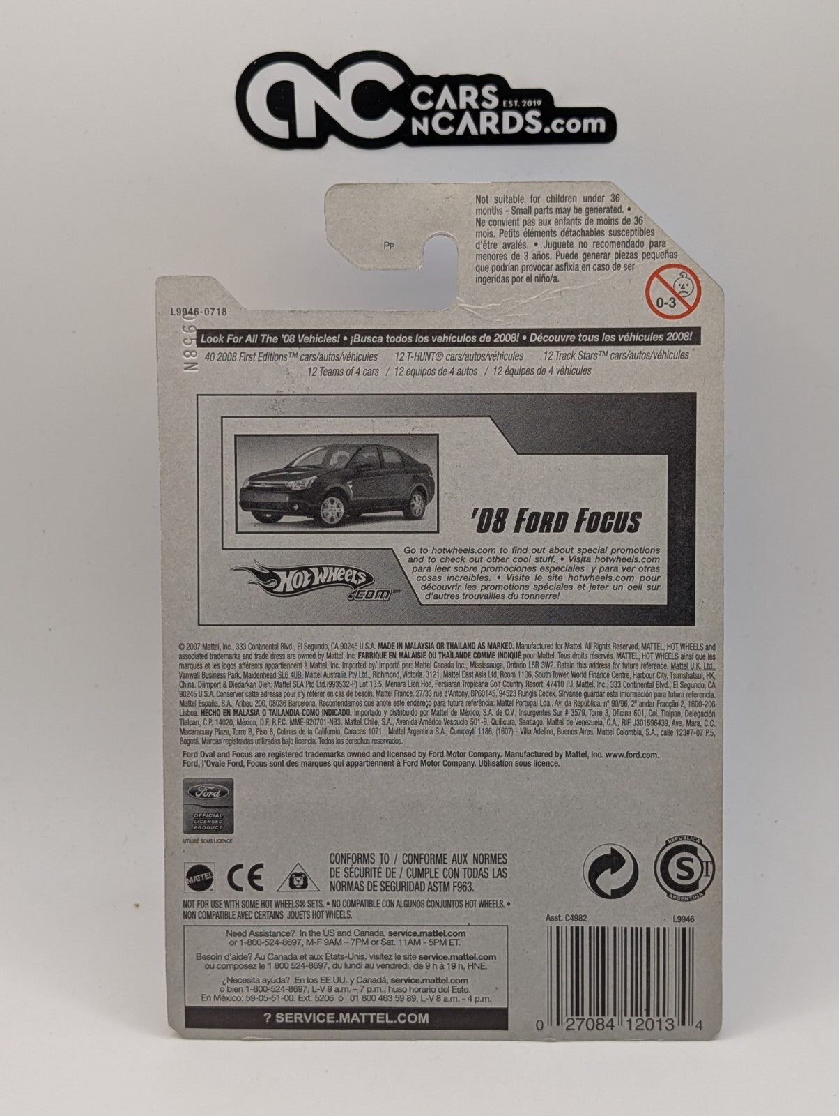 2008 Hot Wheels First Editions 31/40 '08 Ford Focus Yellow 31/172 (Card Damage)