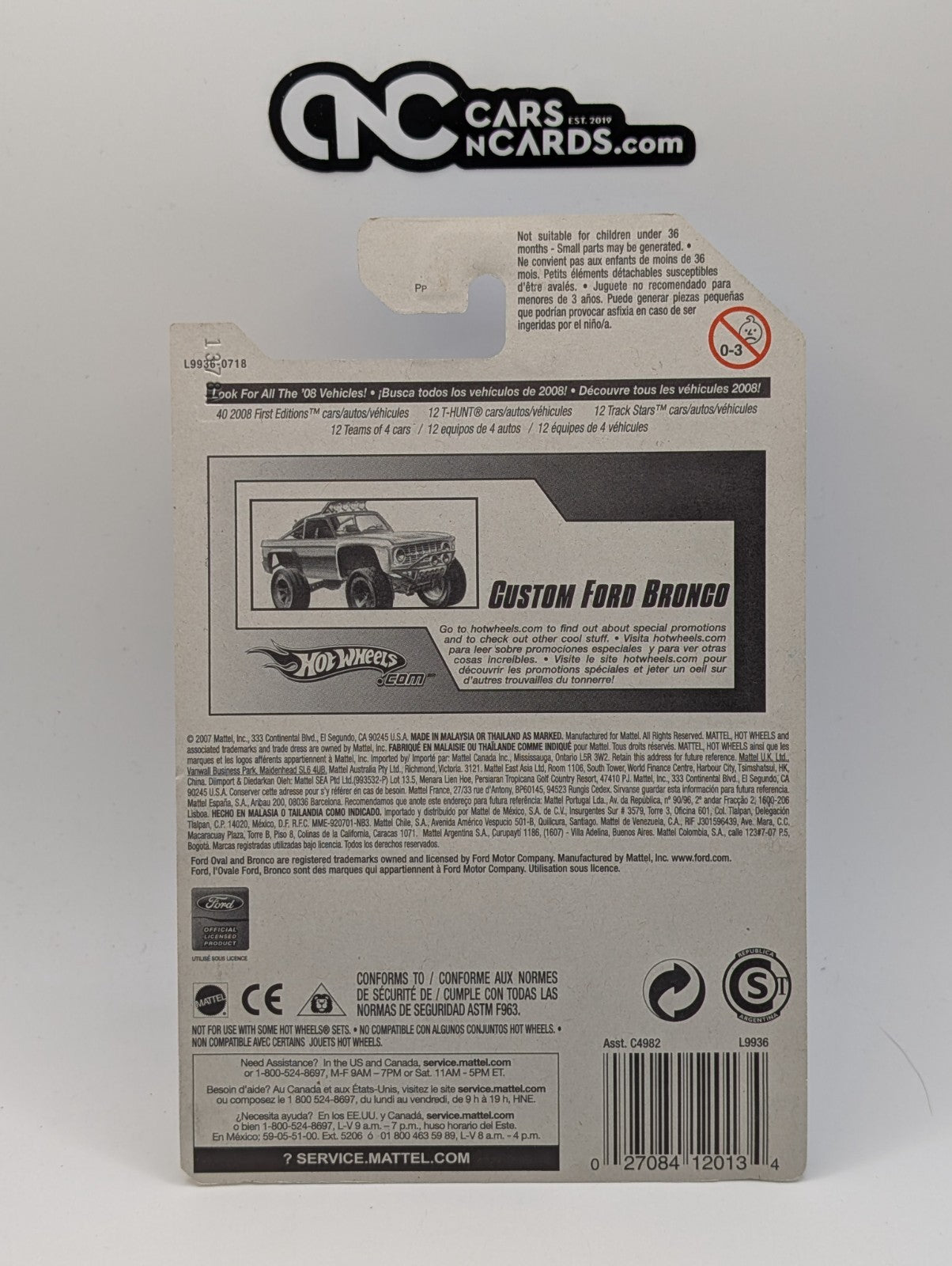 2008 Hot Wheels First Editions 21/40 Custom Ford Bronco White 21/172