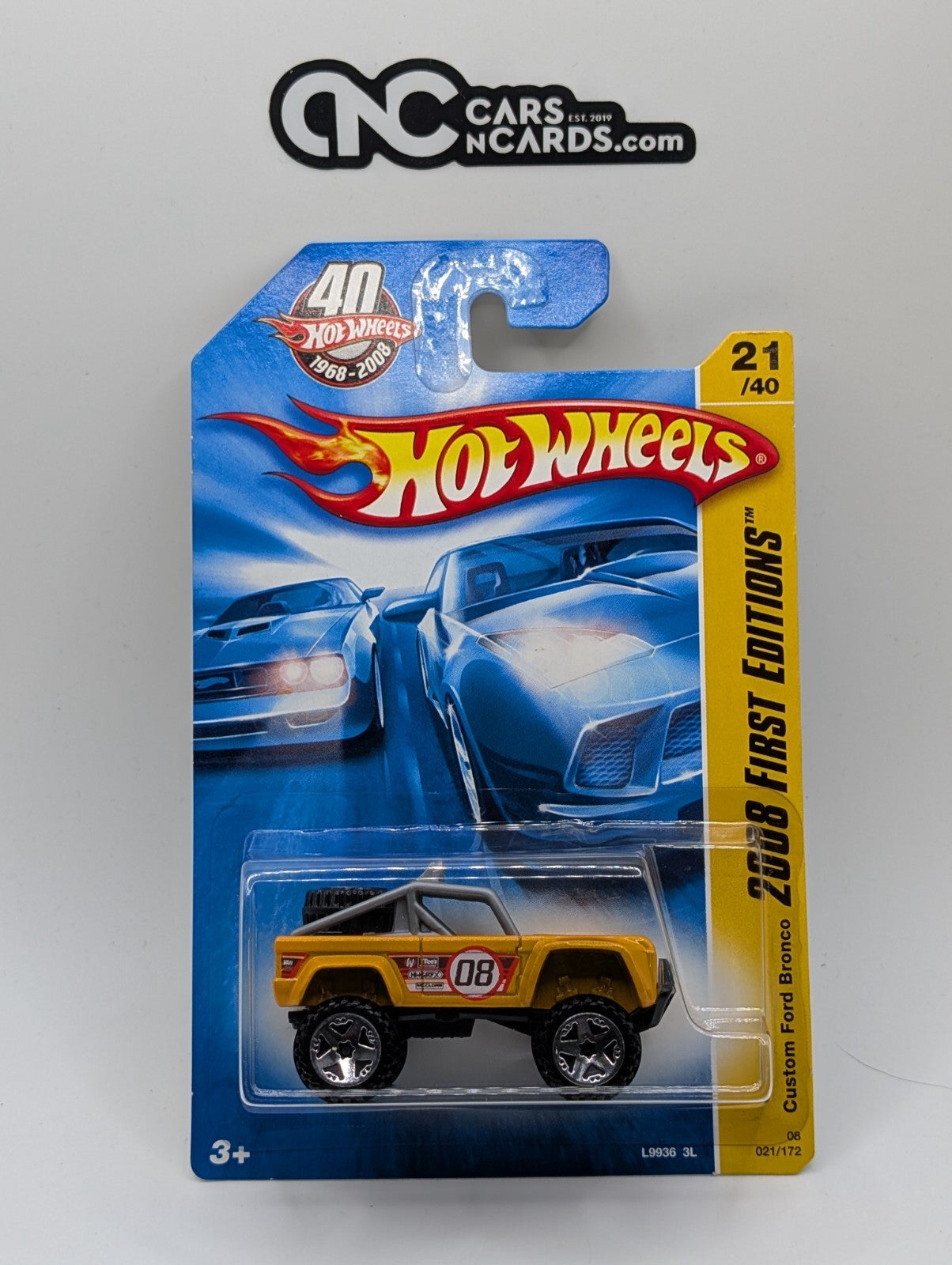 2008 Hot Wheels First Editions 21/40 Custom Ford Bronco Yellow 21/172
