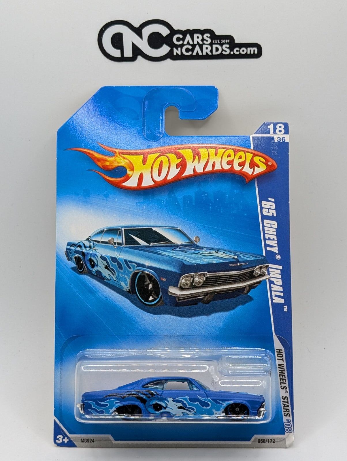 2008 Hot Wheels All Stars 18/36 '65 Chevy Impala Blue 58/172 (Soft Corners)
