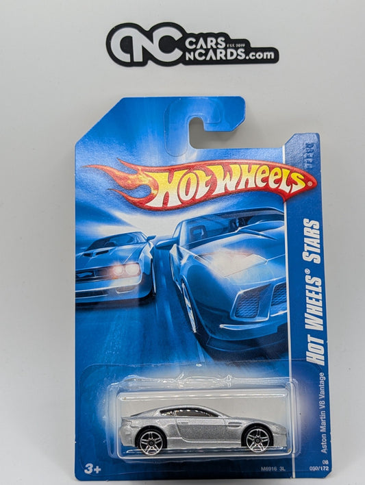 2008 Hot Wheels All Stars 10/36 Aston Martin V8 Vantage Silver (Soft Corners)