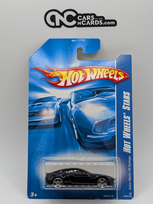 2008 Hot Wheels All Stars 10/36 Aston Martin V8 Vantage Black (Soft Corners)