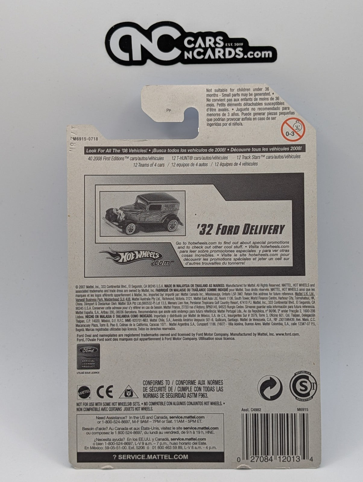 2008 Hot Wheels All Stars 9/36 '32 Ford Delivery Gold 49/172 (Card Damage)