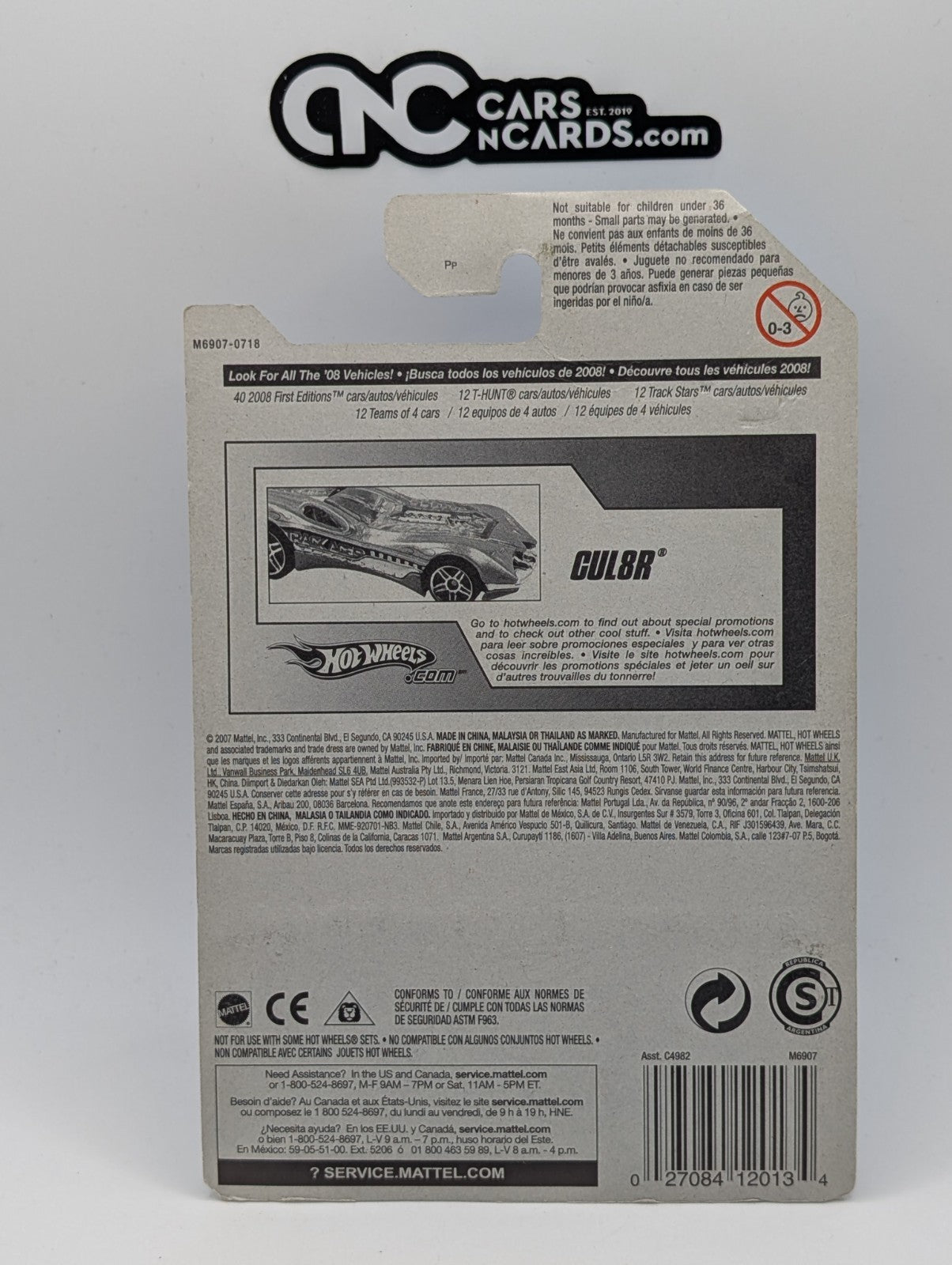 2008 Hot Wheels All Stars 1/36 CUL8R Black 41/172 (Card Crease)