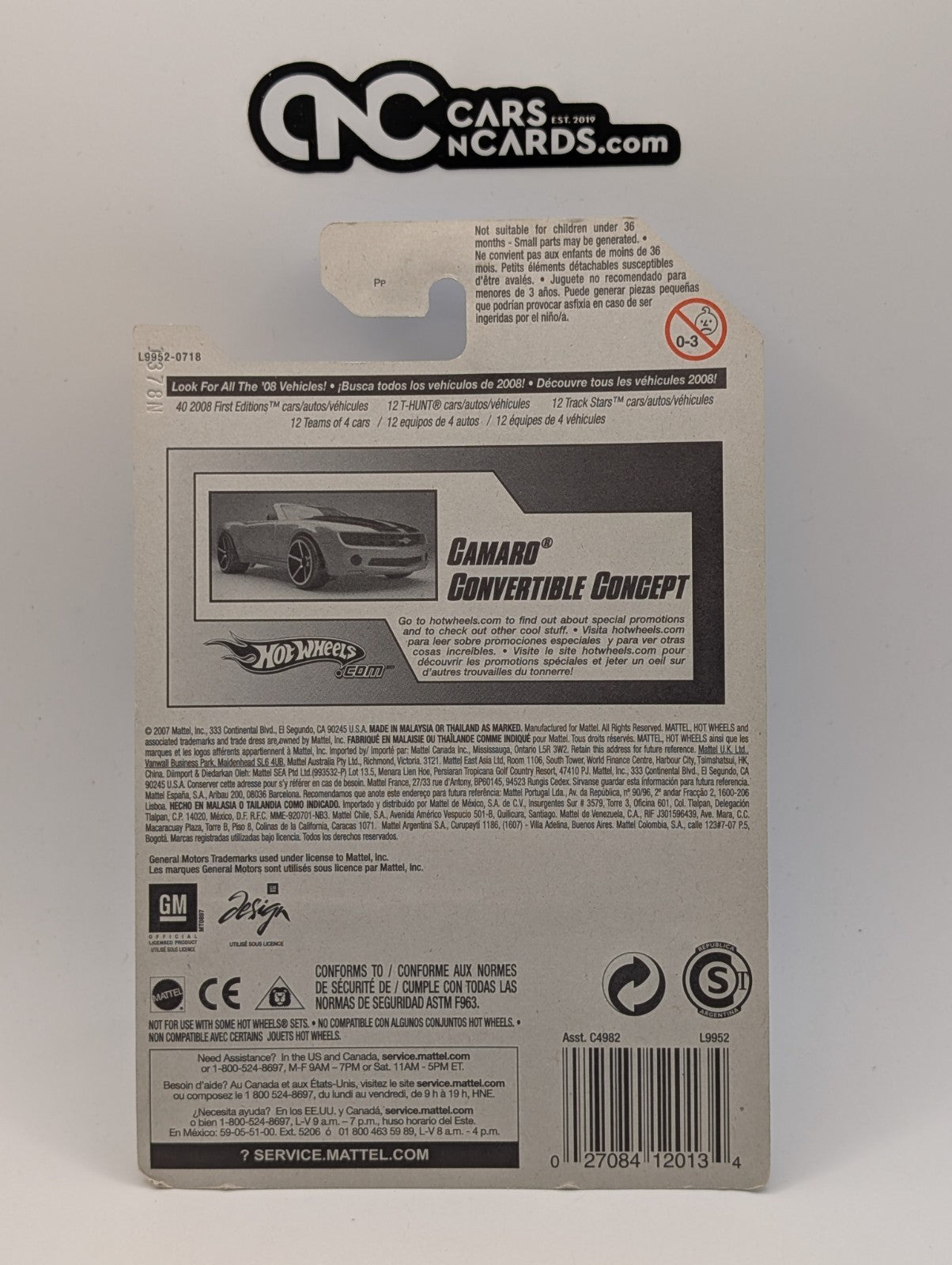 2008 Hot Wheels First Editions 37/40 Camaro Convertible Concept Blue 37/172