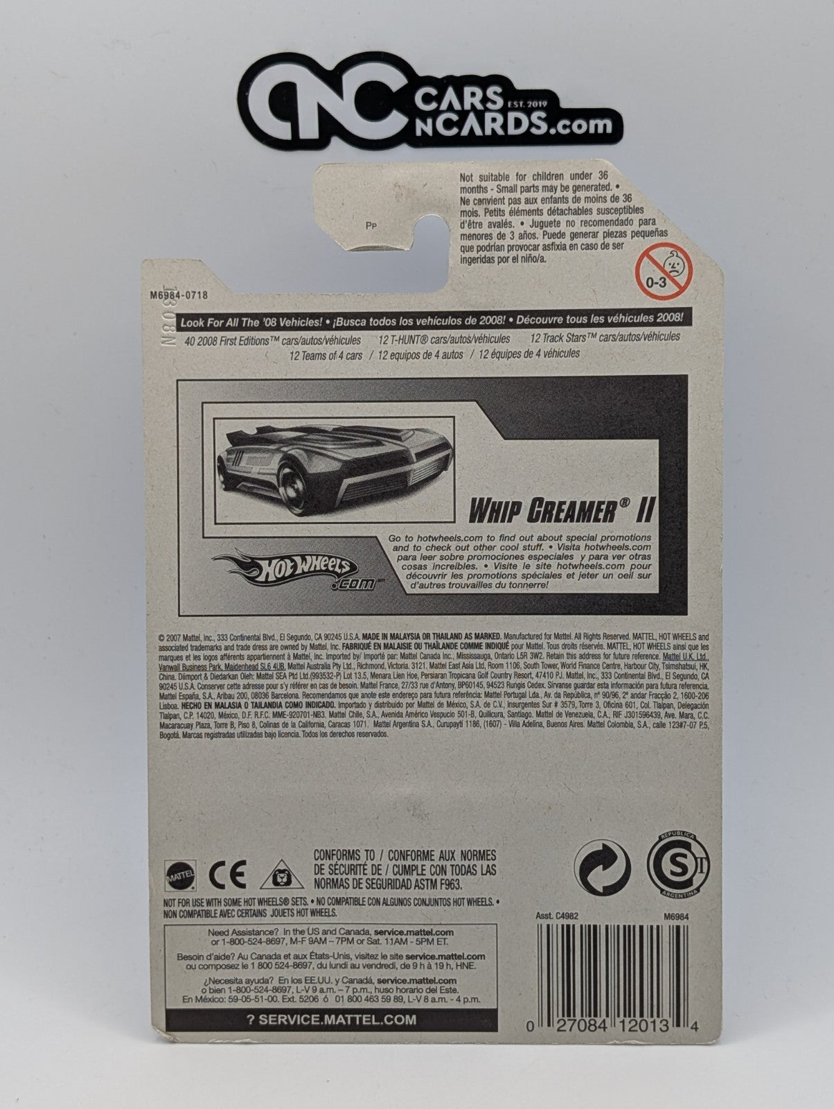 2008 Hot Wheels Stars Whip Creamer II Red 82/172 (Card Damage)
