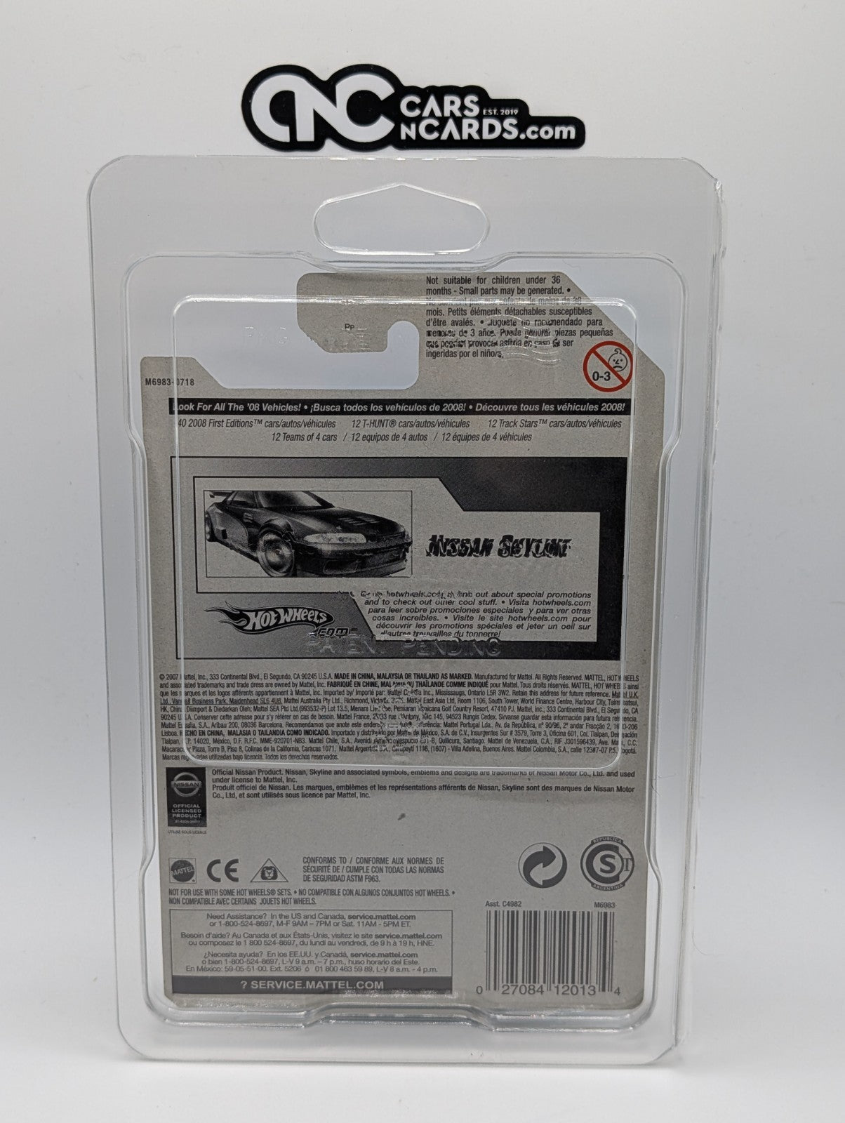 2008 Hot Wheels Stars Nissan Skyline Black 81/172 w/ Protector (Soft Corners)