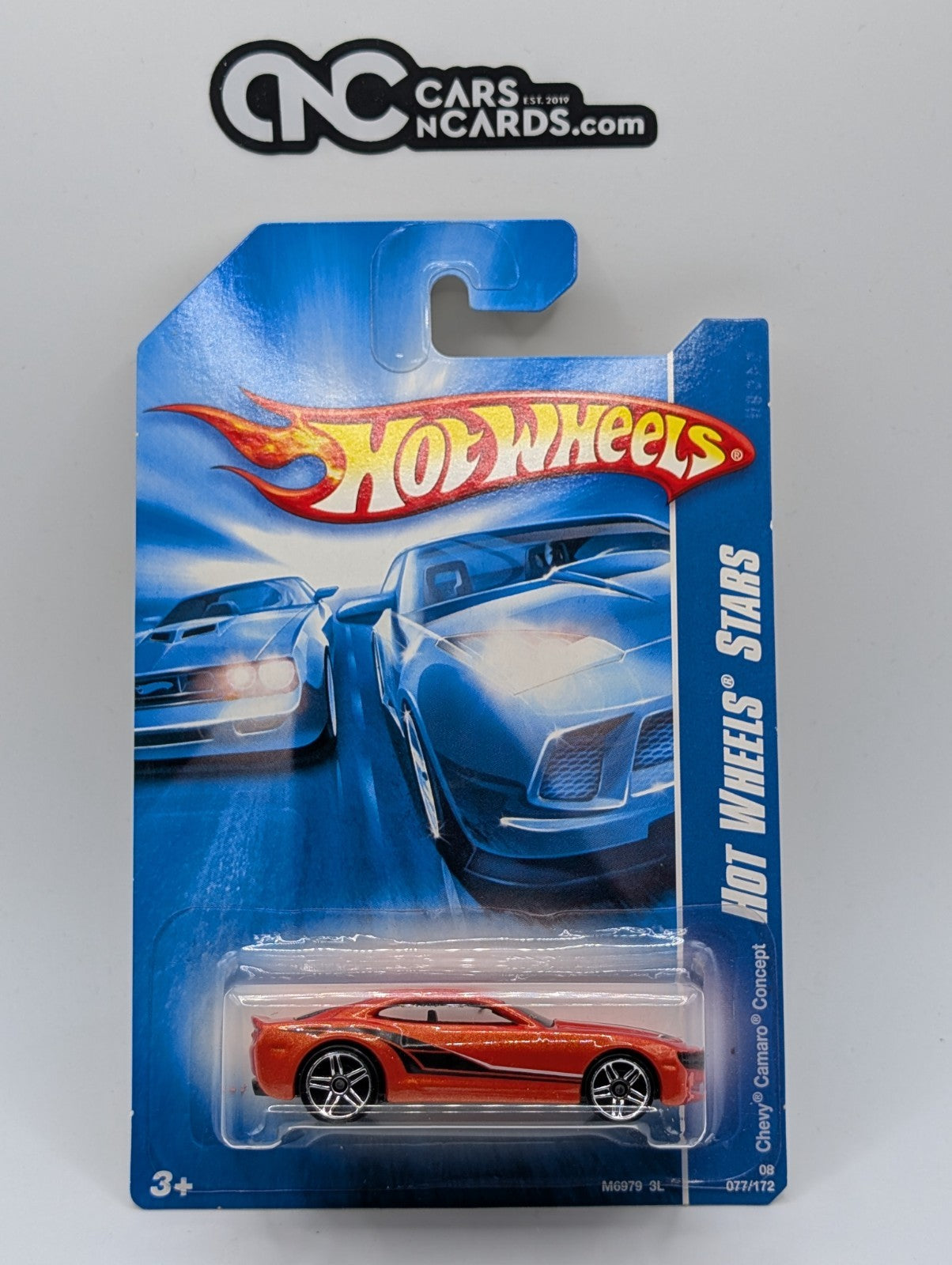 2008 Hot Wheels Stars Chevy Camaro Concept Orange 77/172 (Card Crease)