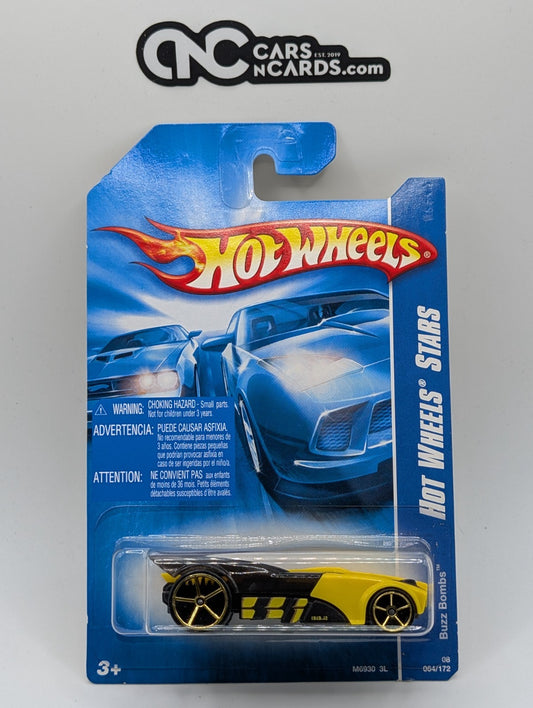 2008 Hot Wheels All Stars 24/36 Buzz Bomb Yellow 64/172 (Soft Corners)
