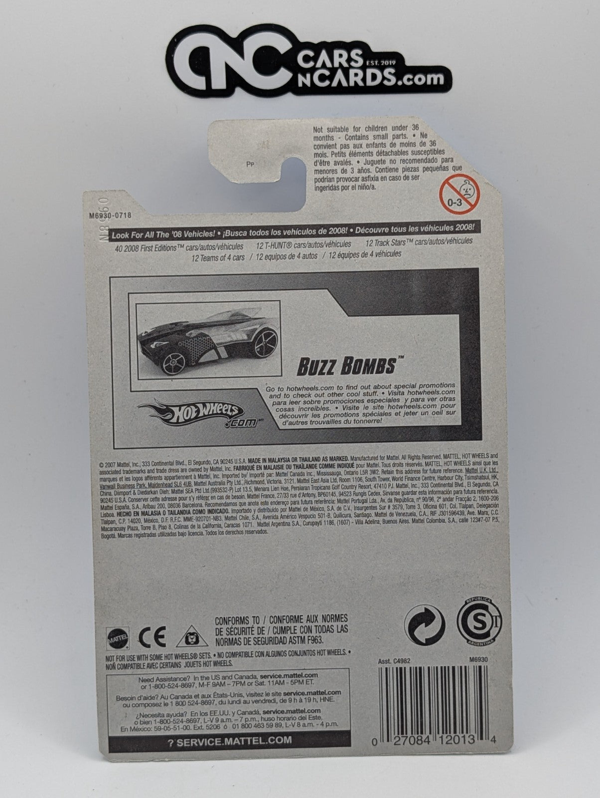 2008 Hot Wheels All Stars 24/36 Buzz Bomb Yellow 64/172 (Soft Corners)