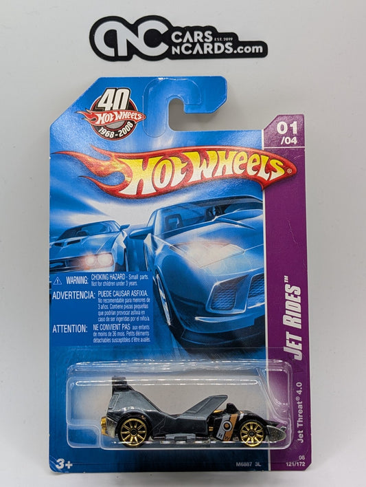 2008 Hot Wheels Jet Rides 1/4 Jet Threat 4.0 Gray 121/172 (Soft Corners)