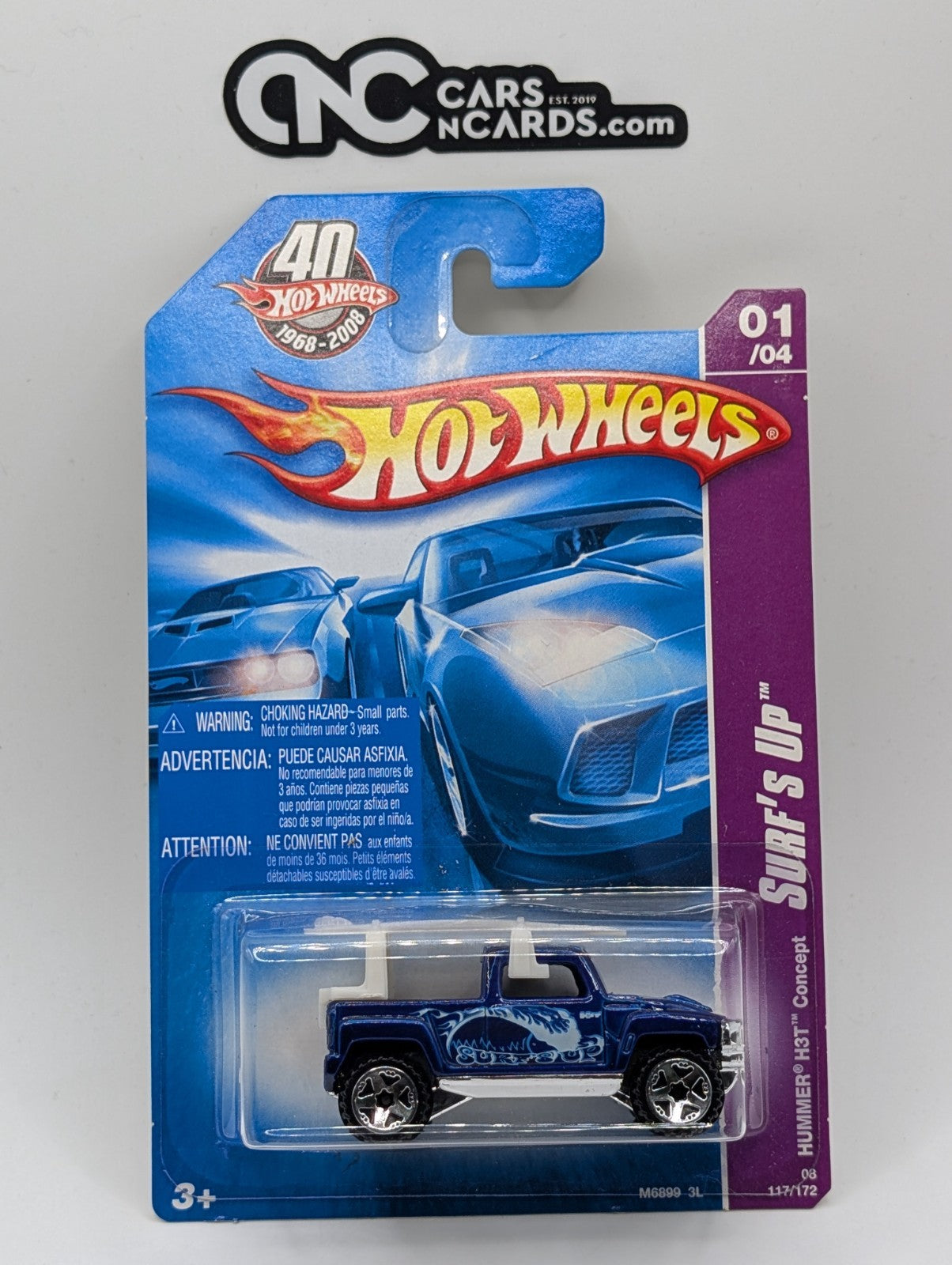 2008 Hot Wheels Surf's Up 1/4 Hummer H3T Concept Blue 117/172 (Soft Corners)