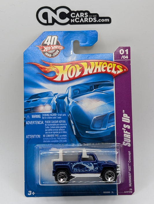 2008 Hot Wheels Surf's Up 1/4 Hummer H3T Concept Blue 117/172 (Soft Corners)