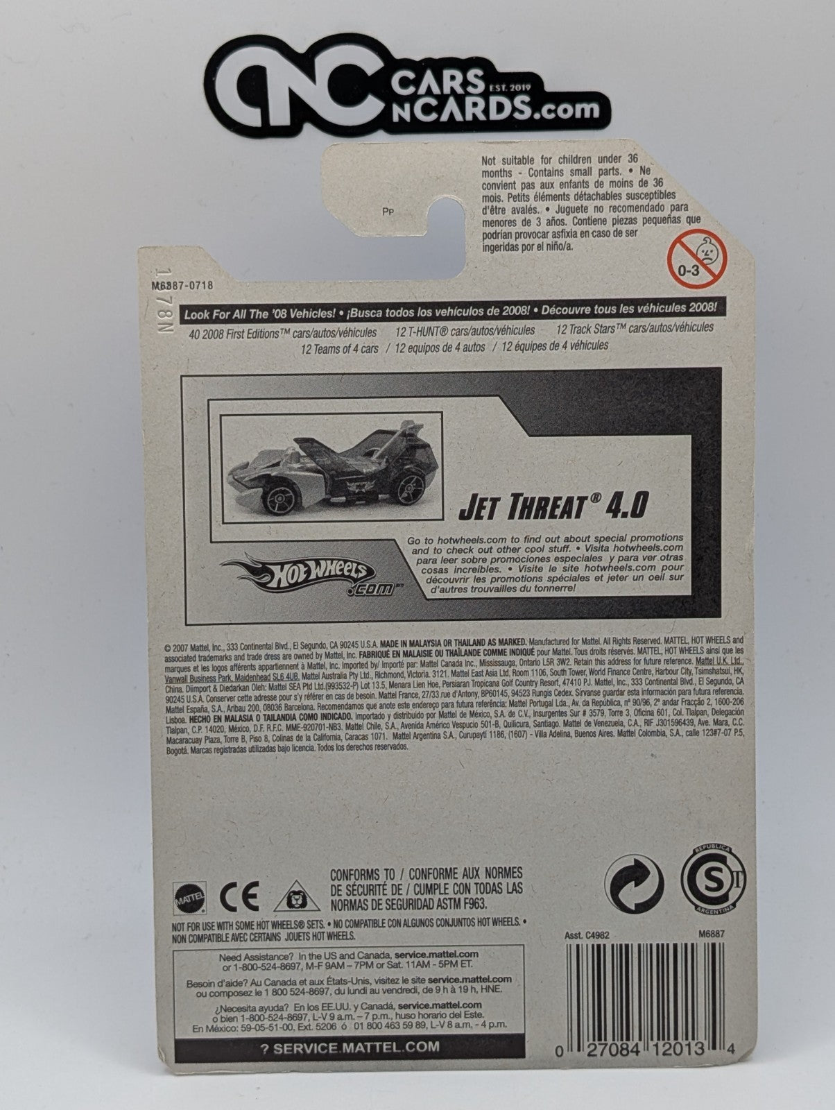 2008 Hot Wheels Jet Rides 1/4 Jet Threat 4.0 Gray 121/172 (Soft Corners)