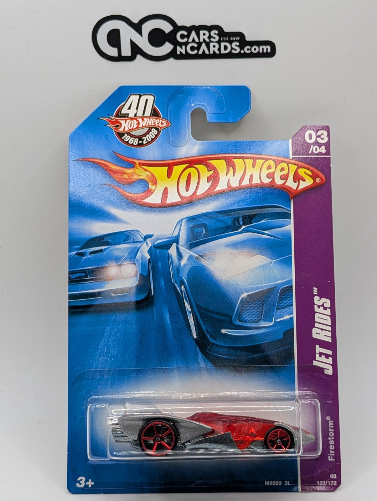 2008 Hot Wheels Jet Rides 3/4 Firestorm Gray 123/172 (Soft Corners)