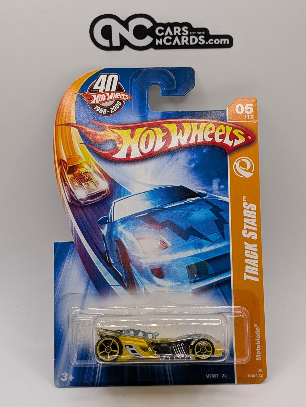 2008 Hot Wheels Track Stars 5/12 Motoblade Yellow OH5 105/172 (Soft Corners)