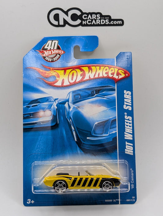 2008 Hot Wheels Stars '69 Camaro Yellow 97/172 (Card Crease)