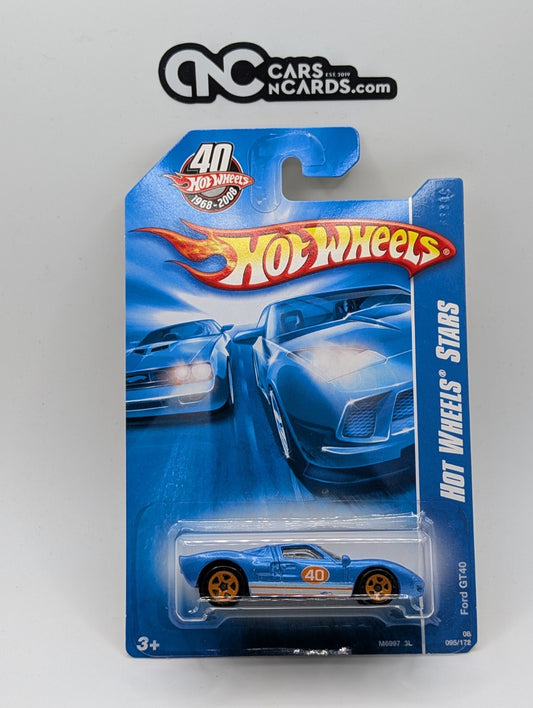 2008 Hot Wheels Stars Ford GT-40 Blue 95/172 (Soft Corners)