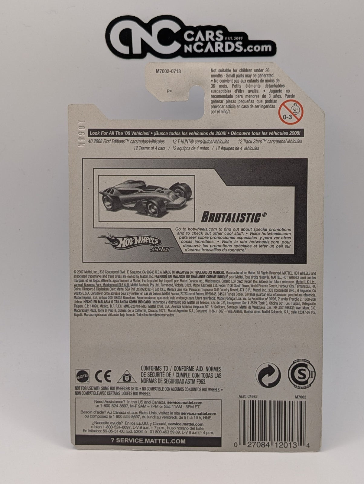 2008 Hot Wheels Stars Brutalistic Gray 100/172 Front Wheel ERROR (Soft Corners)