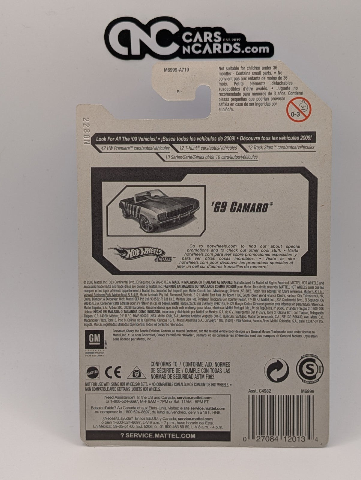 2008 Hot Wheels Stars '69 Camaro Black 97/172 (Soft Corners)