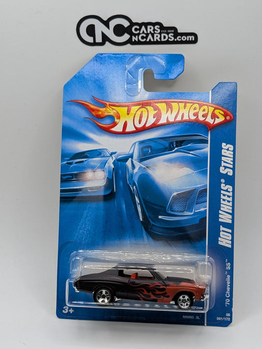 2008 Hot Wheels Stars '70 Chevelle SS Flat Black Flames 91/172 (Soft Corners)
