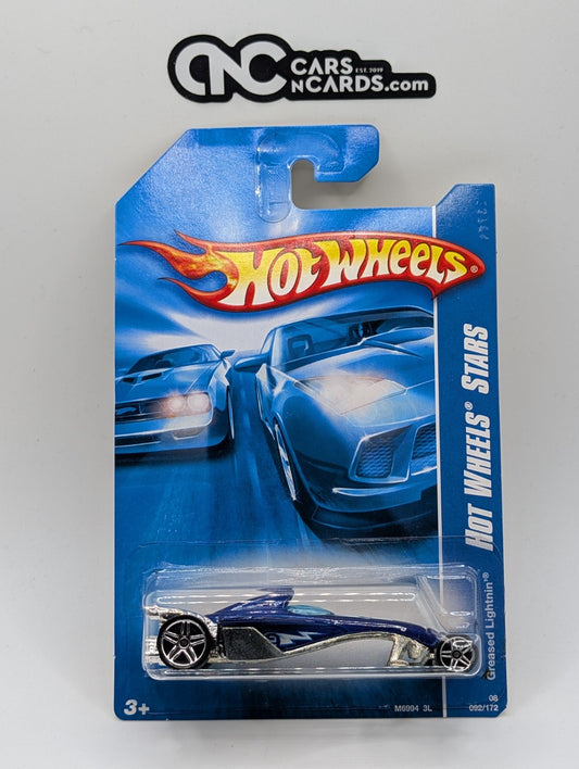 2008 Hot Wheels Stars Greased Lightnin' Blue 92/172 (Soft Corners)