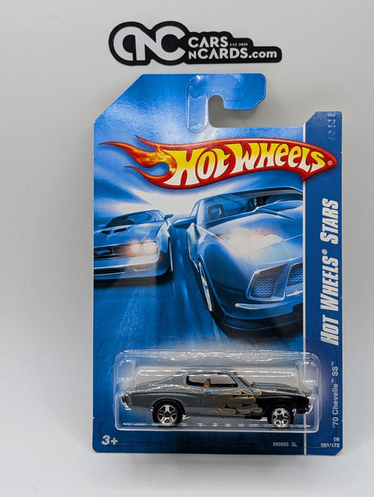 2008 Hot Wheels Stars '70 Chevelle SS Flat Gray Flames 91/172 (Soft Corners)