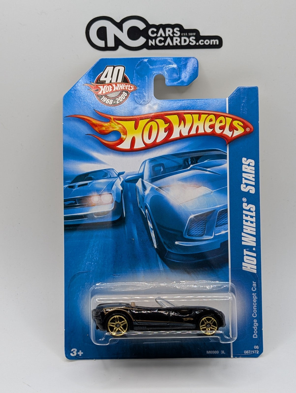 2008 Hot Wheels Stars Dodge Concept Car Black 87/172 (Card Damage)