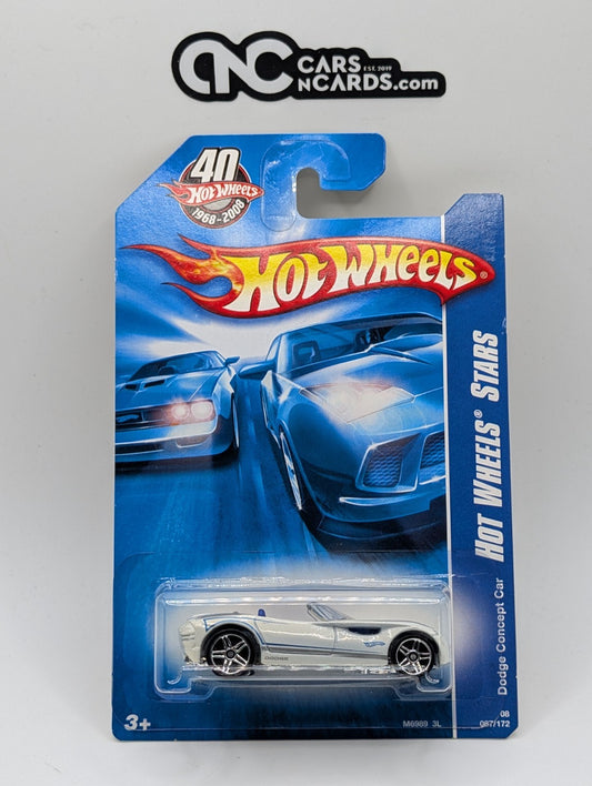2008 Hot Wheels Stars Dodge Concept Car White 87/172 (Soft Corners)