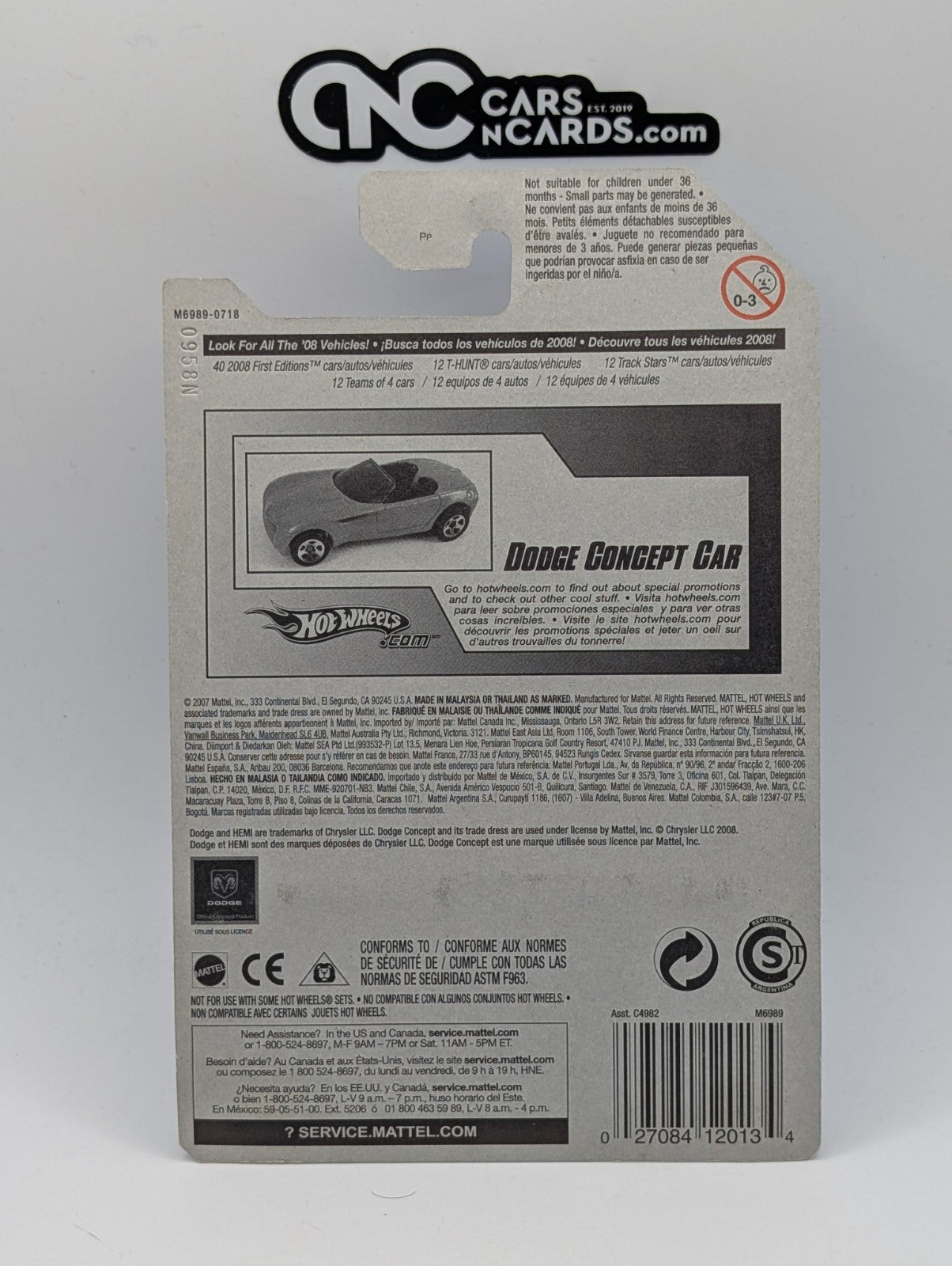 2008 Hot Wheels Stars Dodge Concept Car White 87/172 (Soft Corners)