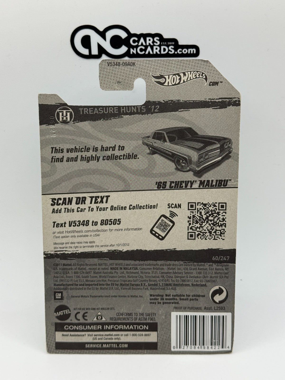 2012 Hot Wheels Treasure Hunt '65 Chevy Malibu (Soft Corners)