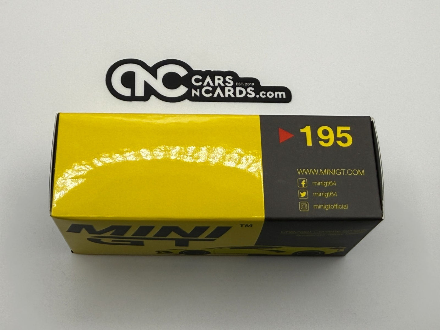 Mini GT Chevrolet Corvette Stingray Accelerate Yellow Metallic 195 Open Box