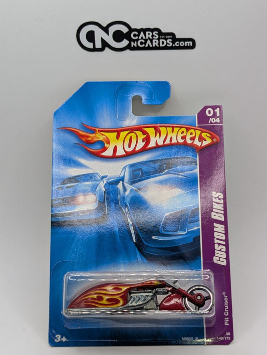 2008 Hot Wheels Custom Bikes 1/4 Pit Cruiser Red 149/172 (Soft Corners)
