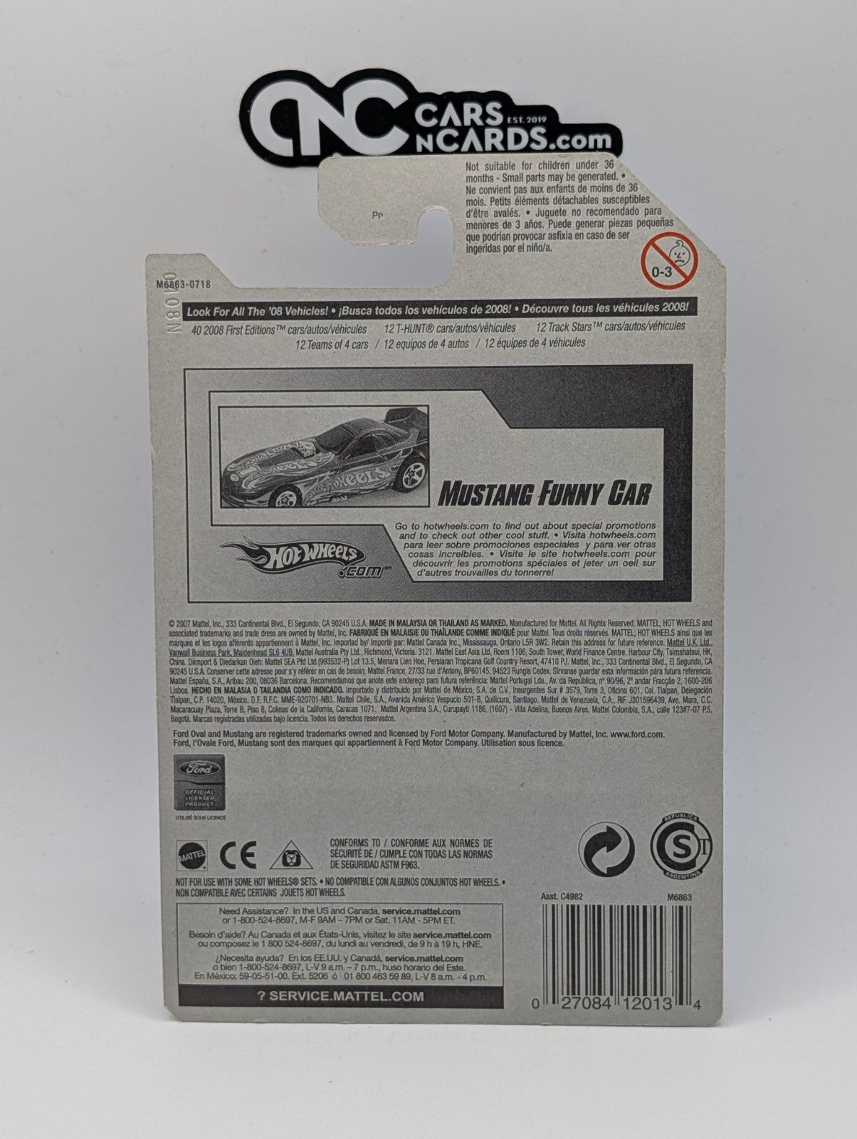 2008 Hot Wheels Dragsters 1/4 Mustang Funny Car 157/172 (Soft Corners)