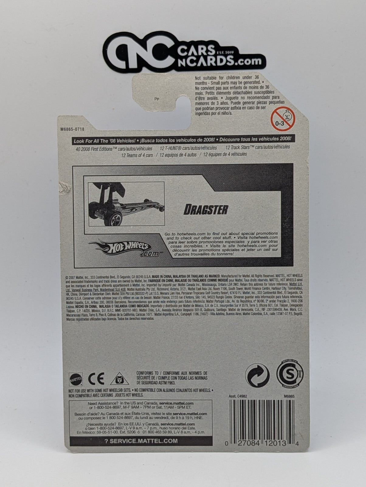 2008 Hot Wheels Dragsters 3/4 Dragster 159/172 (Card Damage)