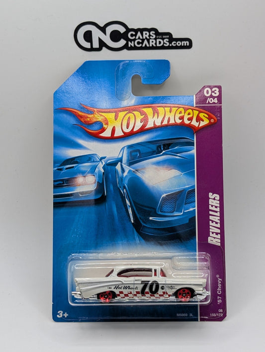 2008 Hot Wheels Revealers 3/4 '57 Chevy White 155/172 (Soft Corners)