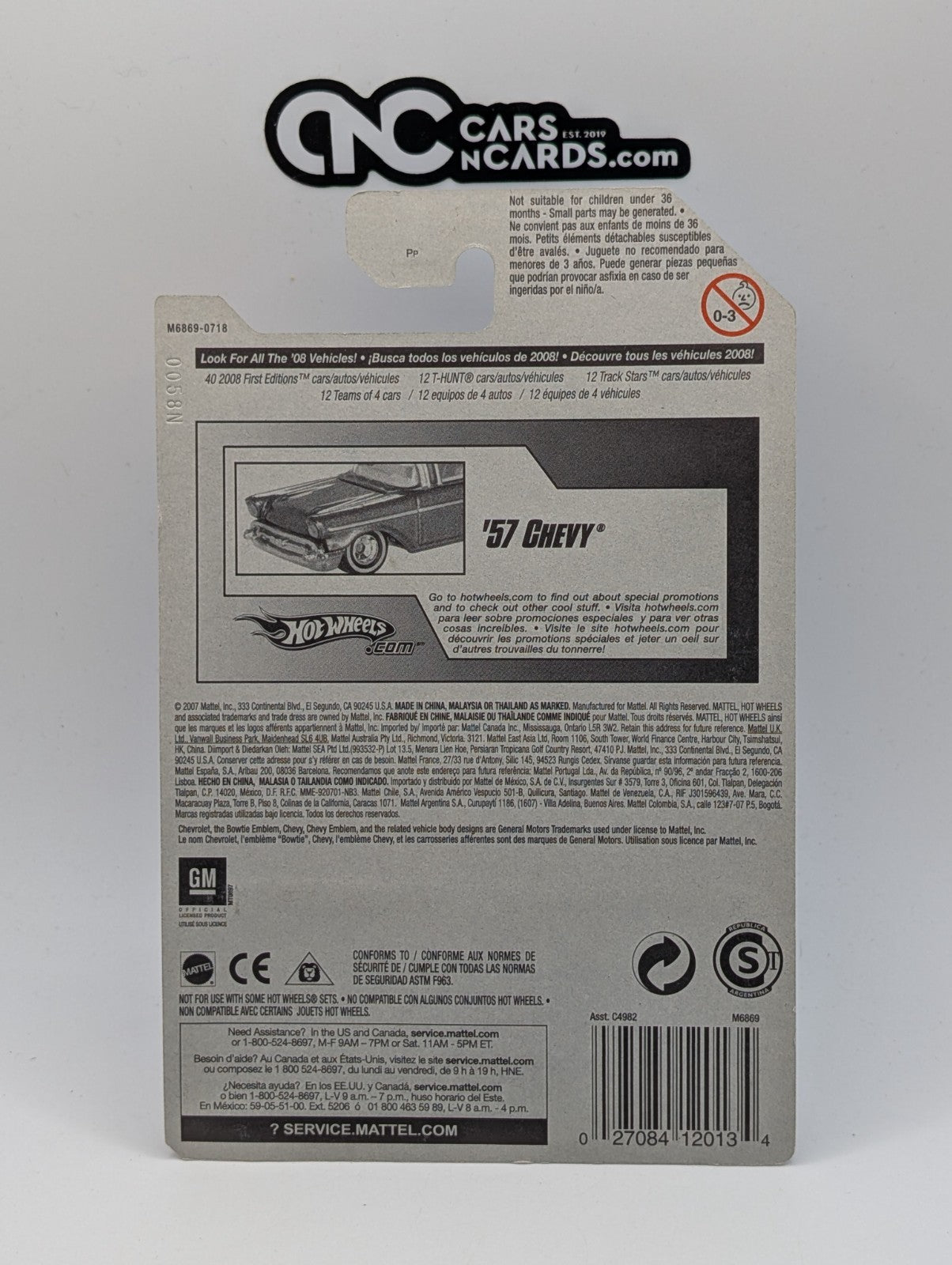 2008 Hot Wheels Revealers 3/4 '57 Chevy White 155/172 (Soft Corners)