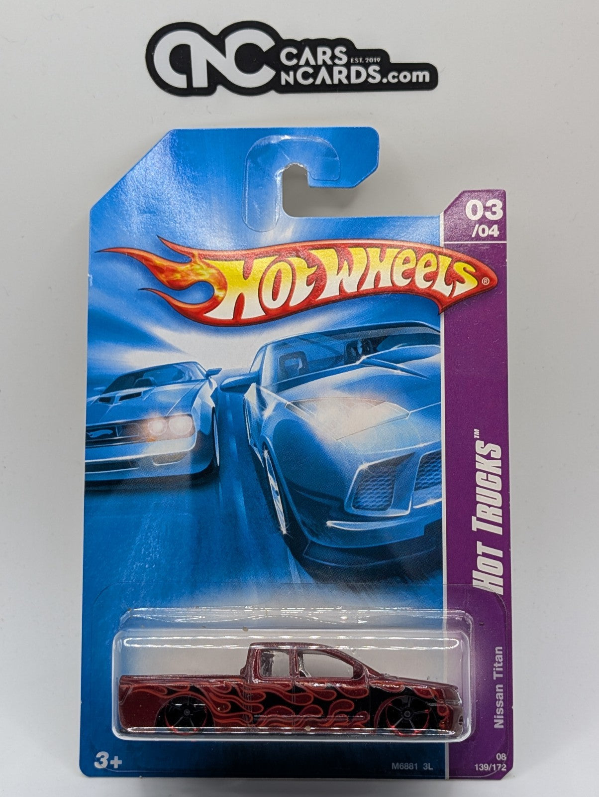 2008 Hot Wheels Hot Trucks 3/4 Nissan Titan Red 139/172 (Soft Corners)