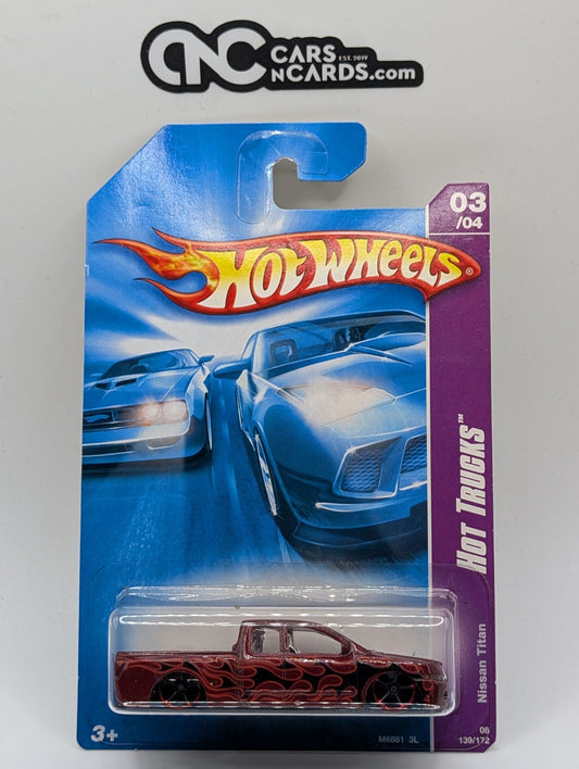 2008 Hot Wheels Hot Trucks 3/4 Nissan Titan Red 139/172 (Soft Corners)