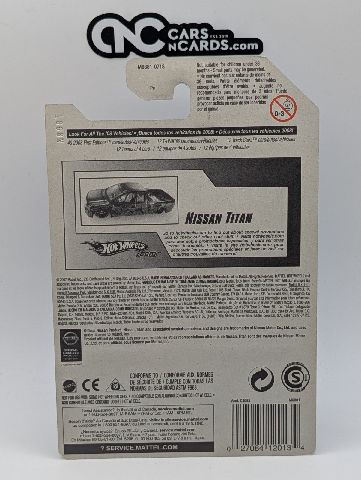 2008 Hot Wheels Hot Trucks 3/4 Nissan Titan Red 139/172 (Soft Corners)