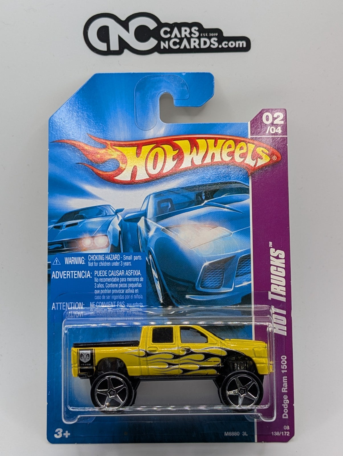 2008 Hot Wheels Hot Trucks 2/4 Dodge Ram 1500 Yellow 138/172 (Soft Corners)