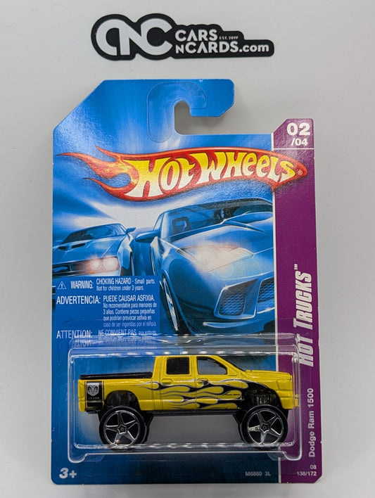 2008 Hot Wheels Hot Trucks 2/4 Dodge Ram 1500 Yellow 138/172 (Soft Corners)