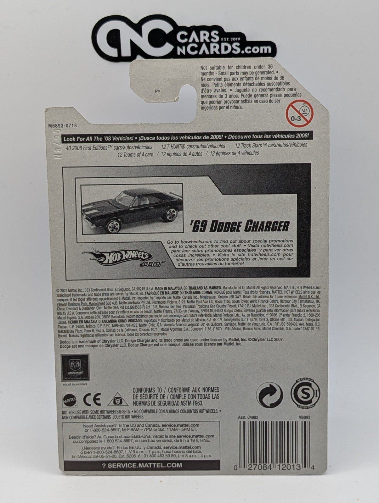 2008 Hot Wheels Muscle Mania 3/4 '69 Dodge Charger 135/172 (Soft Corners)